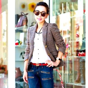 J.Crew Houndstooth Tweed Schoolboy Blazer (wool)